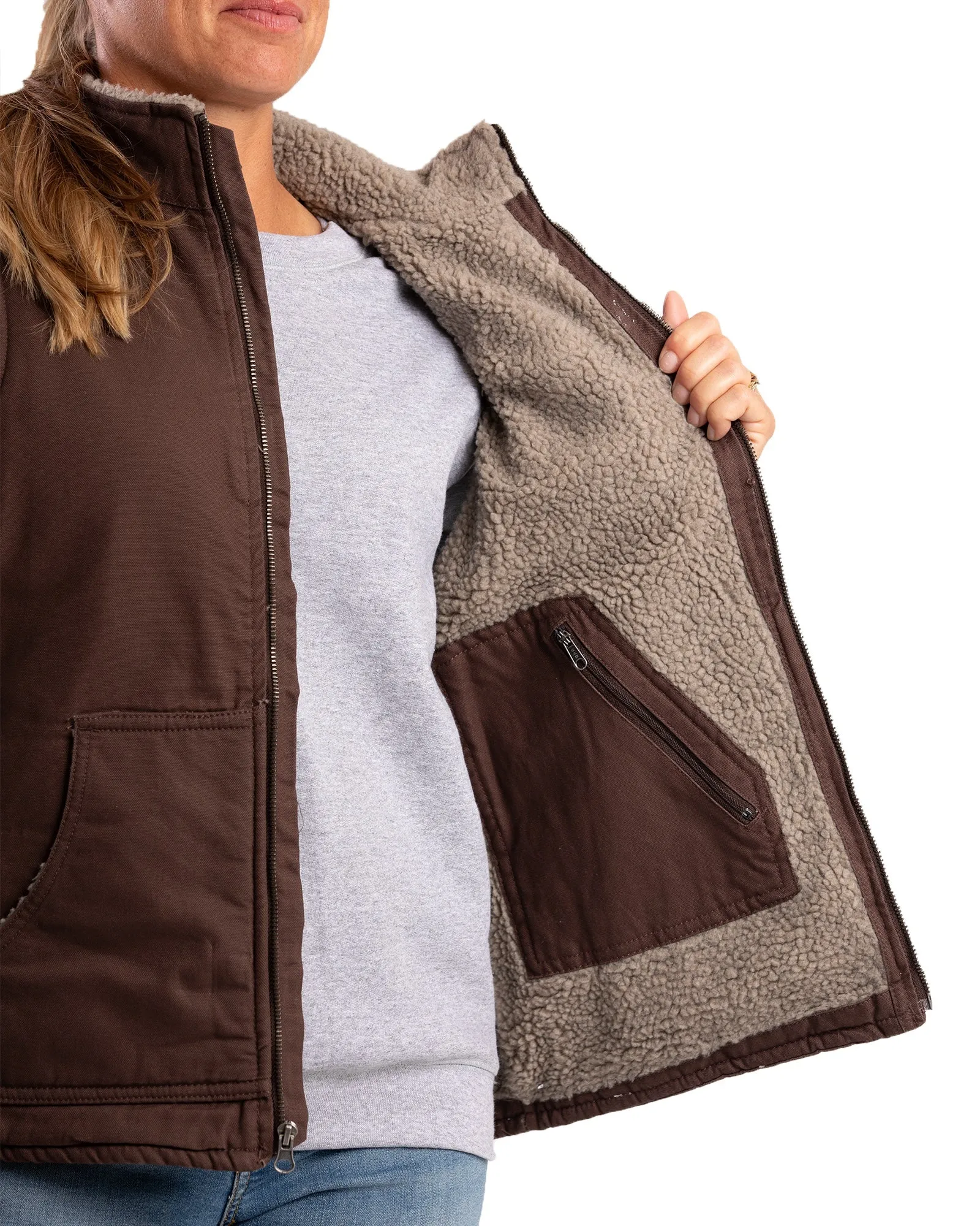 Women's Sherpa-Lined Softstone Duck Vest